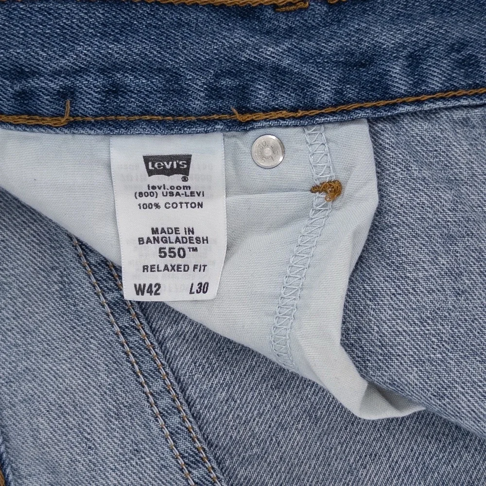 Levis 550 Relaxed Fit Jeans Men's‎ 42x30 Blue Stonewash Denim Red Tab Y2K 2008